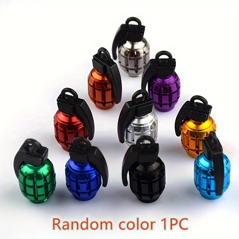 1pc Grenade Shaped Aluminum Alloy Valve Cap