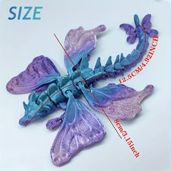 3D Printed Butterfly Dragon Figurine with Movable Joints - Home and Car Decor