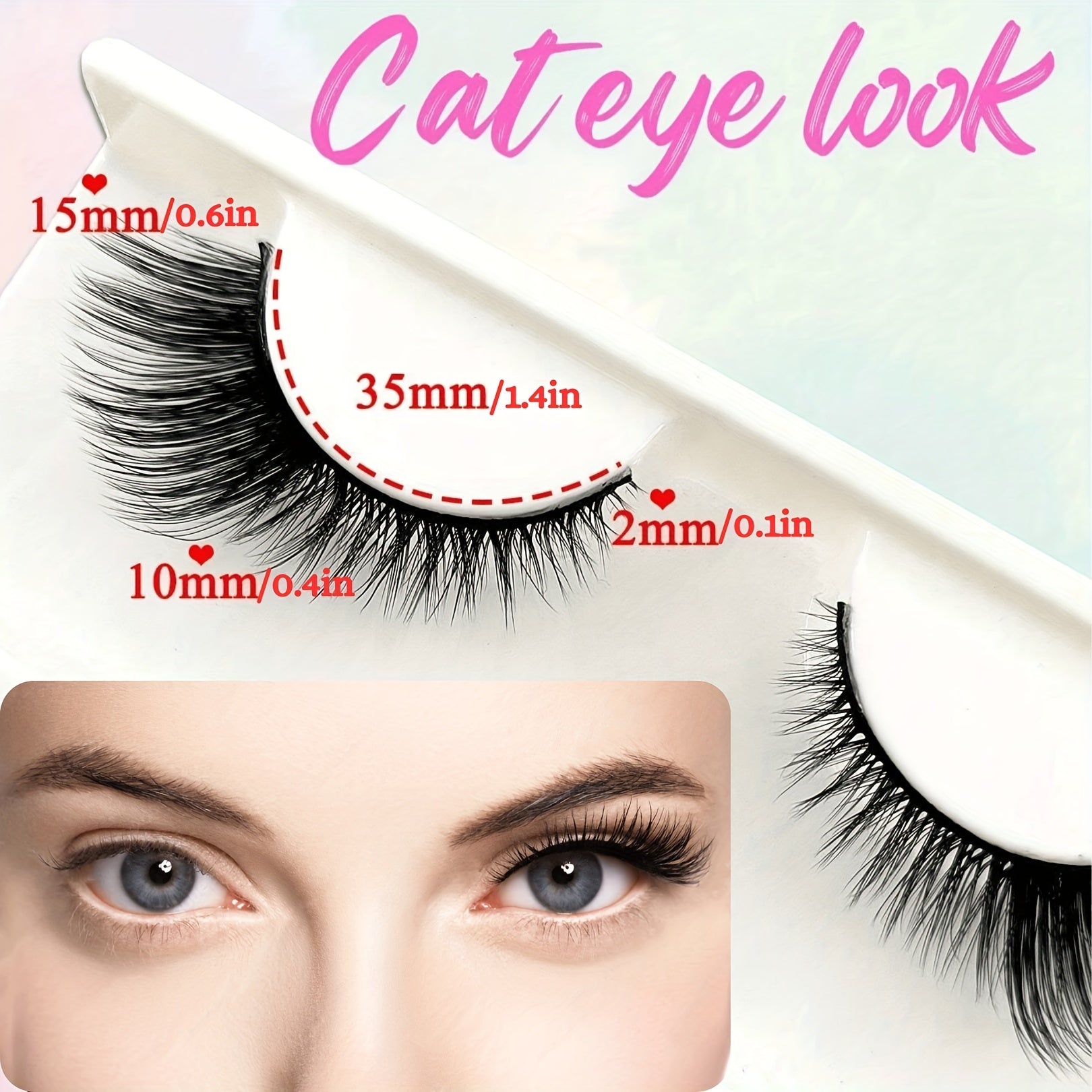 5 Pairs Cat Eye False Eyelashes C D Curling Lengthening Makeup Tool