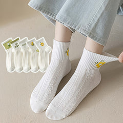 5 Pairs Floral & Letter Print Women's Stockings