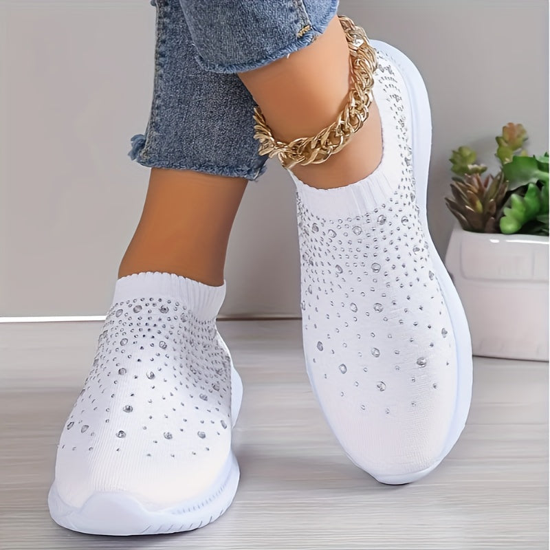 Rhinestone Mesh Sports Shoes Lightweight Casual Walking Shoes