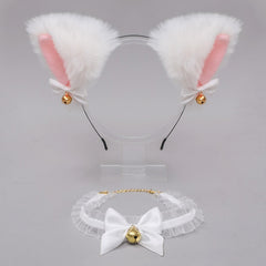 Cat Ears Hair Hoop & Bow Lace Choker Set