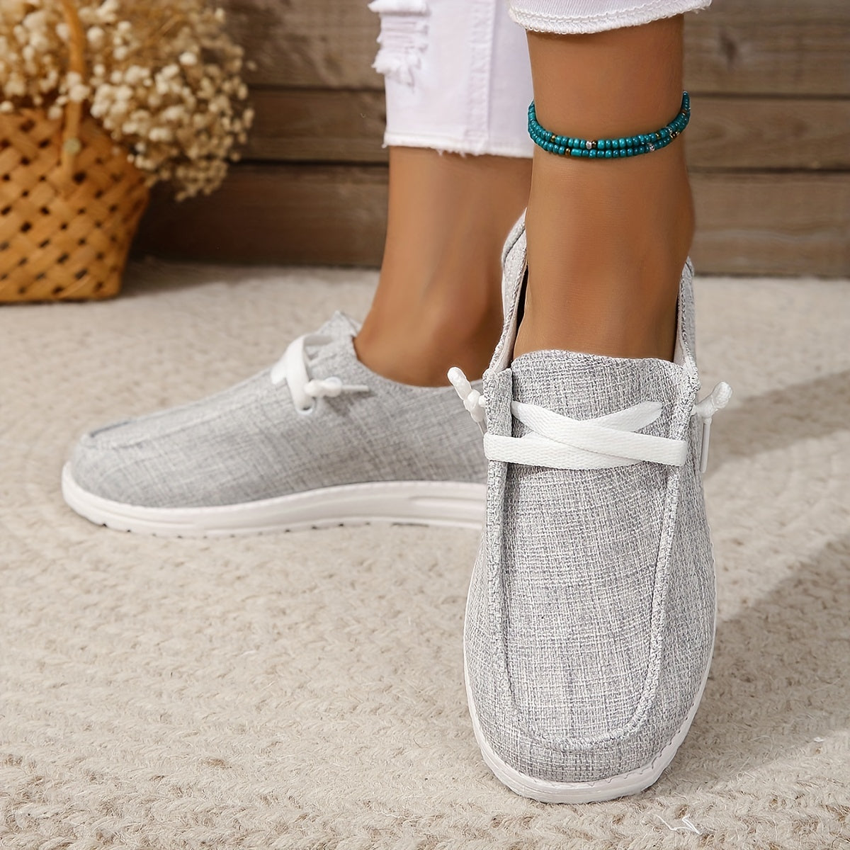 Women's Casual Canvas Slip-On Loafers Lightweight Walking Shoes
