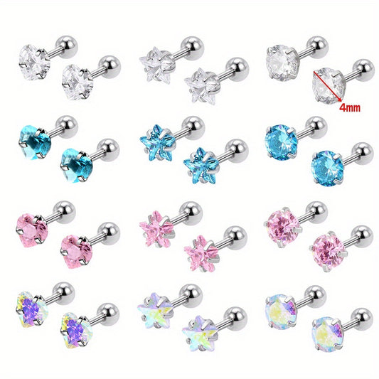 Star Shape Zircon Stud Earrings, Piercing Body Jewelry