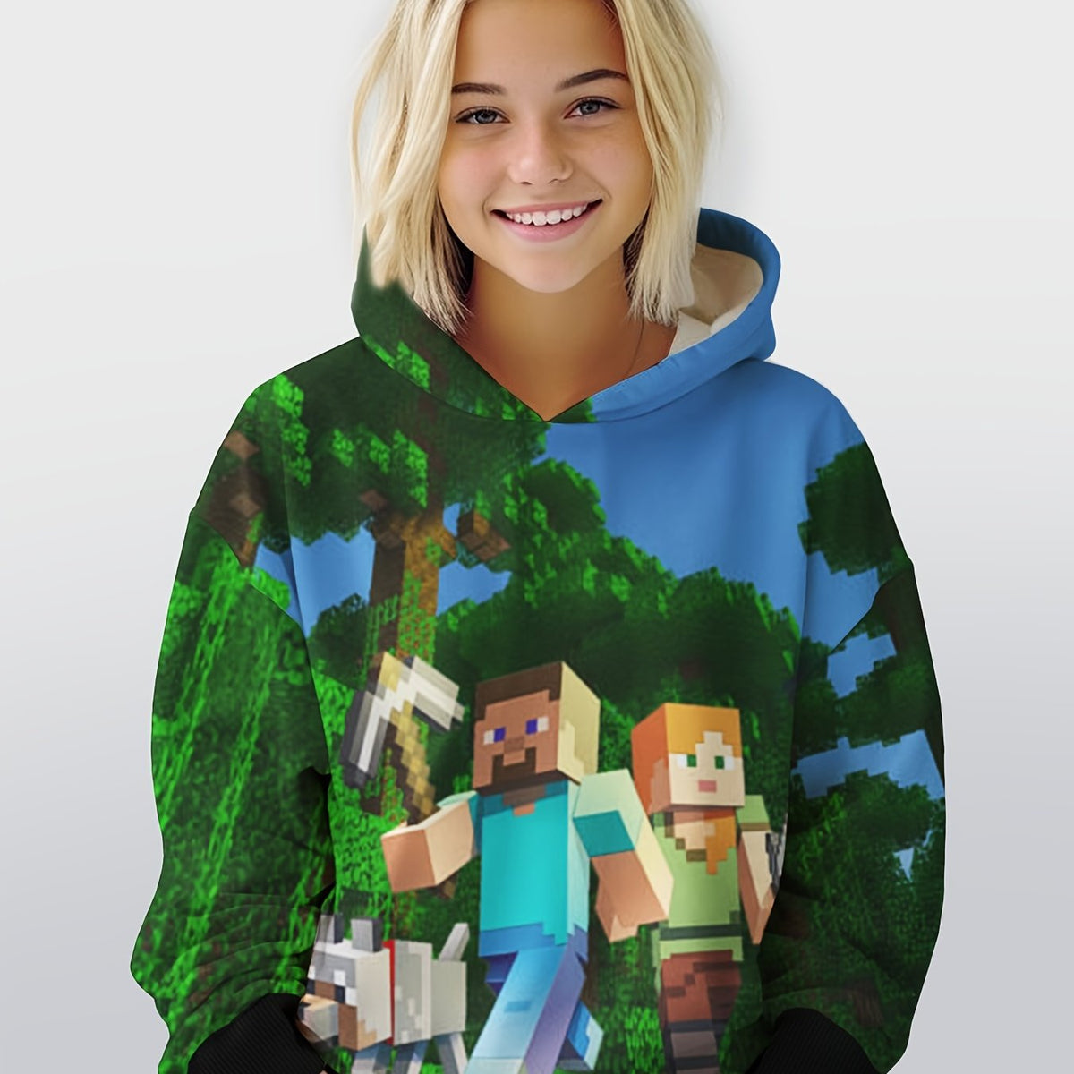 Casual Forest Graphic Hooded Sweatshirt for Girls and Boys
