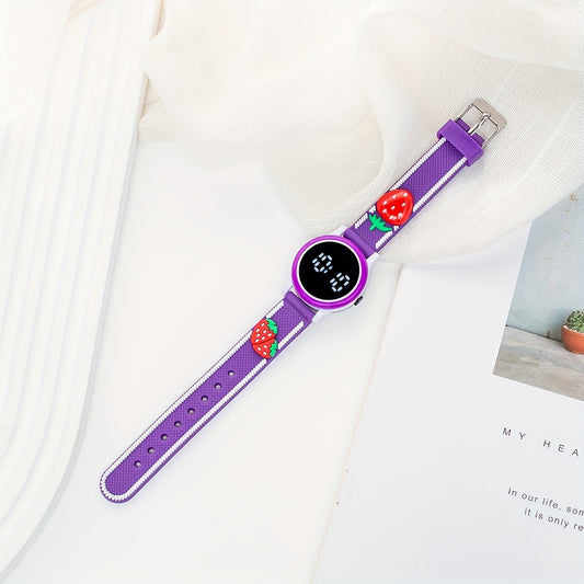 Strawberry LED Watch Round Wrist Gift Kids