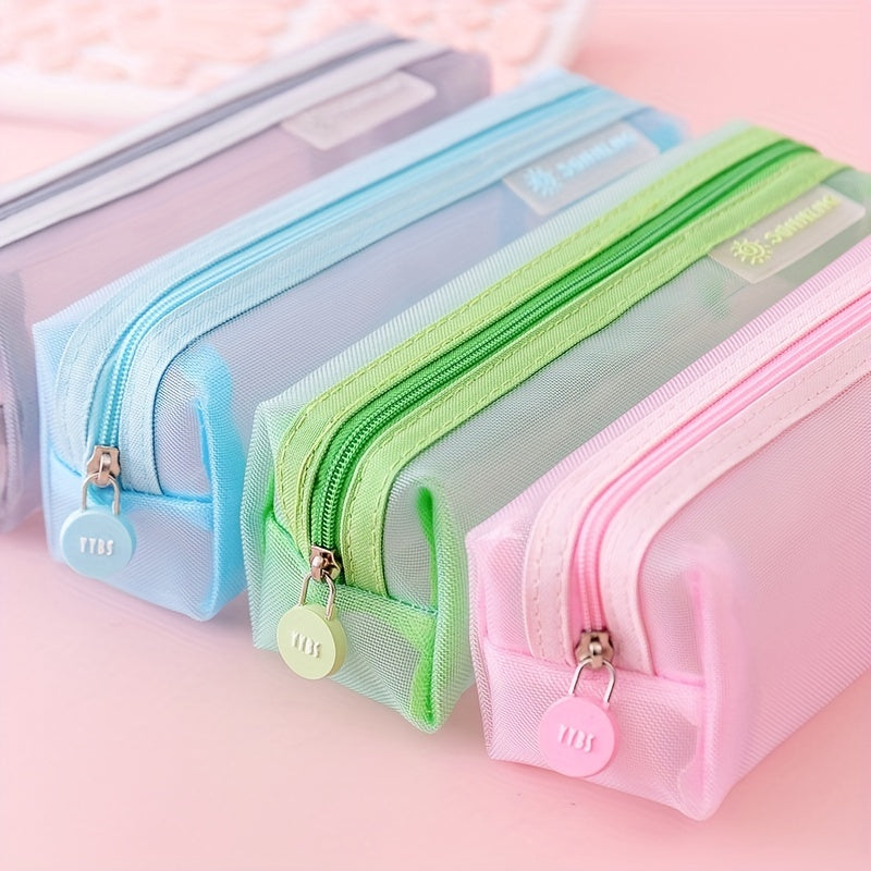 Transparent Pencil Bag Large Capacity Mesh Pen Case