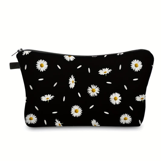 Daisy Print Zipper Makeup Bag Waterproof Purse Toiletry Bag Travel Accessories