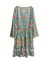Women's Plus Floral Print Ruffle Boho Dress