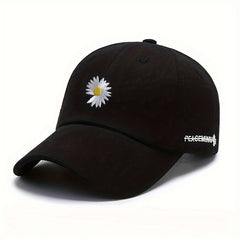 Unisex Daisy Embroidery Baseball Cap Lightweight Casual Dad Hats
