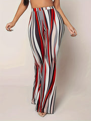  Striped Flared Leg Stretch Pants