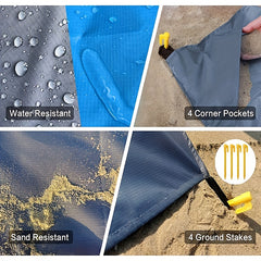 Large Beach Blanket Sandproof Lightweight Mat for 3-5 Adults