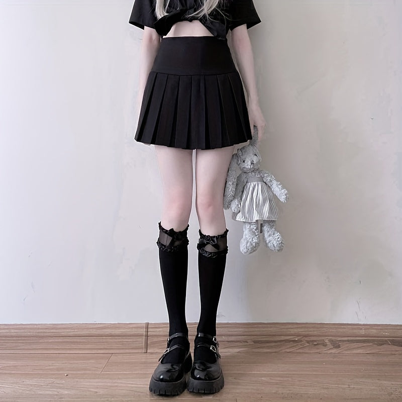 Bow Decor Calf Socks Mesh Stitching Knee High Socks