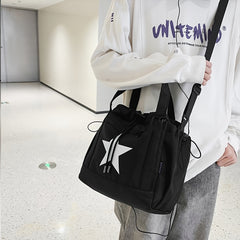 Large Capacity Women's Shoulder Bag Star Graphic Casual Style Vegan Leather