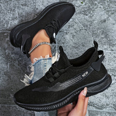 Women's Flying Woven Casual Running Shoes Lace Up Sneakers
