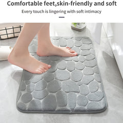 Stone Patterned Soft Toilet Mat Bath Rug Door Mat Bathroom Decor