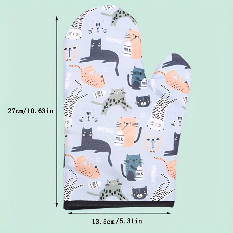 Cartoon Cat Oven Insulation Gloves - Microwave & Baking Gloves