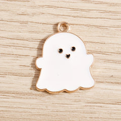 10pcs Cartoon Ghost Charms Alloy Drip Oil Pendant for DIY Jewelry