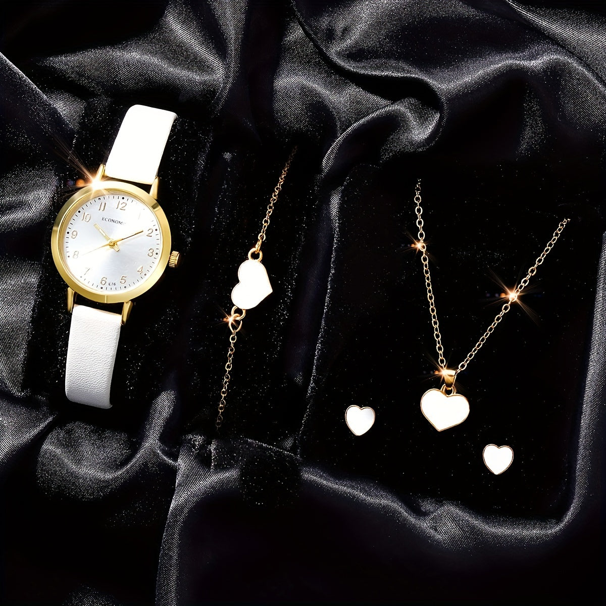 5pcs Casual High School Students Number Shell Band Quartz Watch