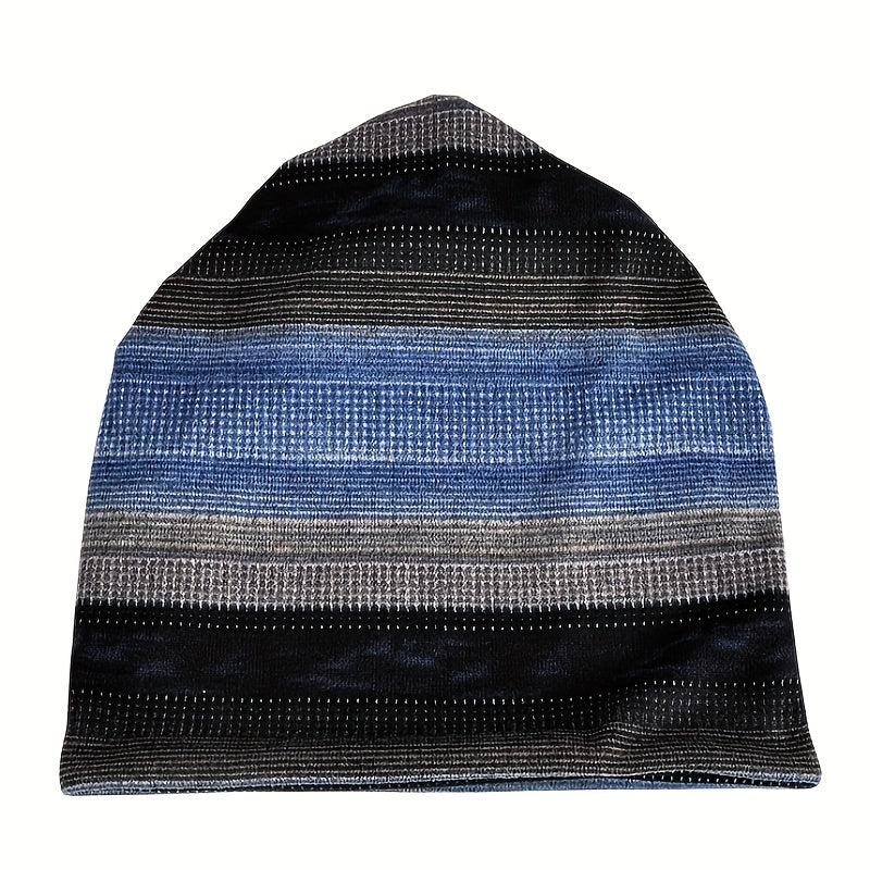 Striped Block Beanies Elastic Head Wrap Unisex Slouchy Beanie