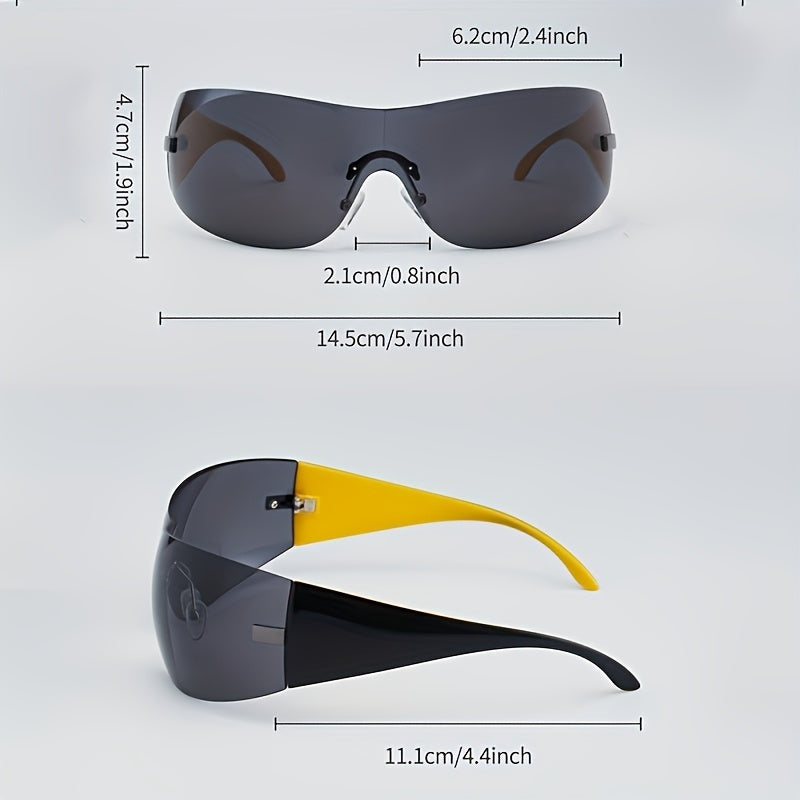 Ombre Lens Sunglasses Sports Hip Hop Style Rimless Eyewear UV Blocking
