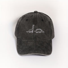 Dinosaur Embroidery Baseball Cap Gray Distressed Dad Hat
