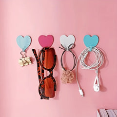 5pcs Colorful Love Hook Adhesive Heart Hook for Clothes Hat Bag Keys