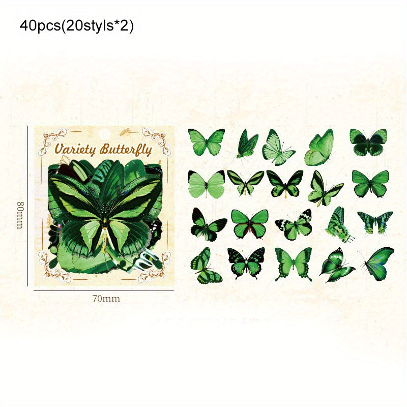 40 Butterfly Cartoon Stickers Pack for Water Cup Notebook Phone Decor