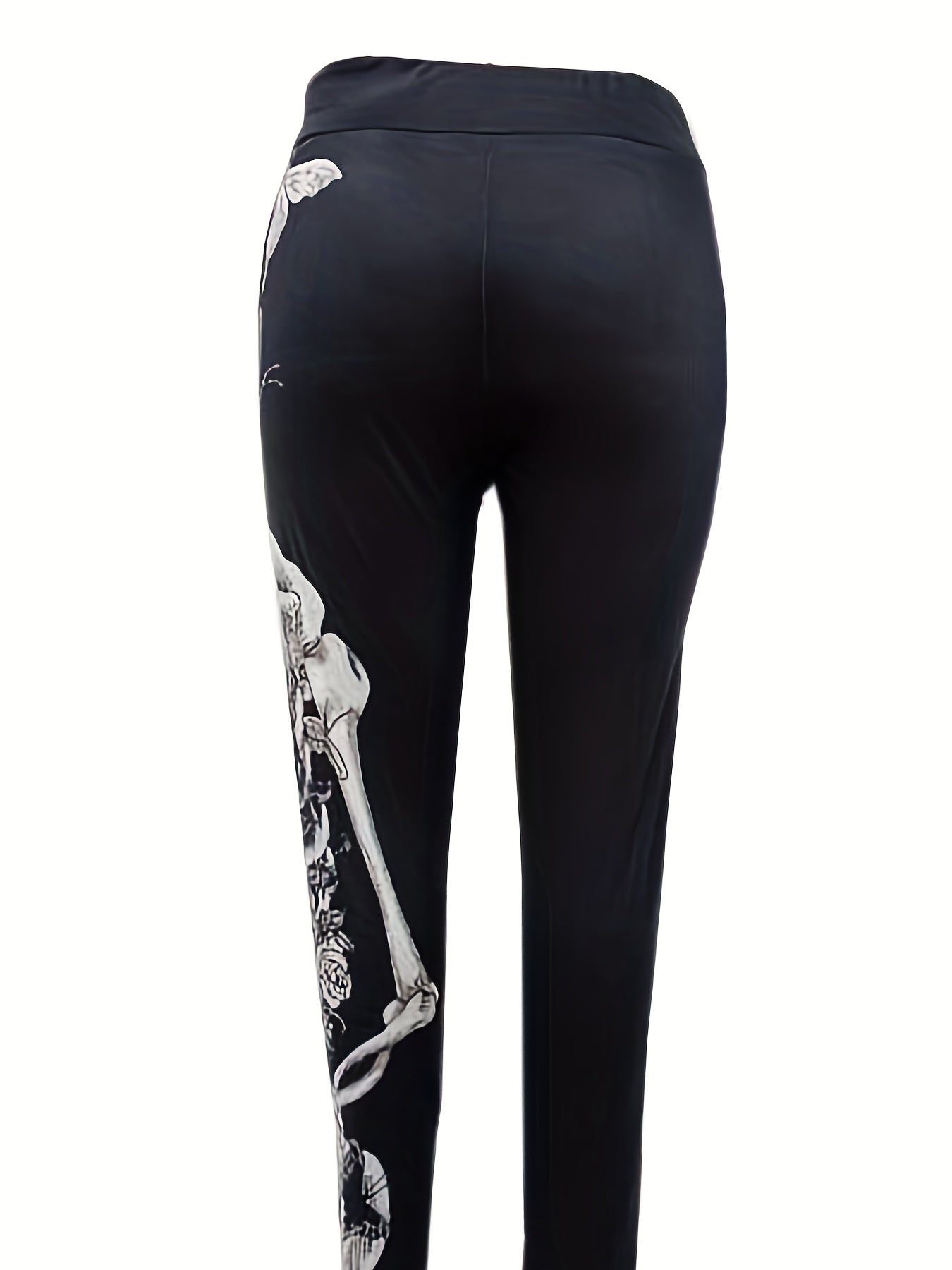  Skull & Floral Print High Rise Gothic Leggings