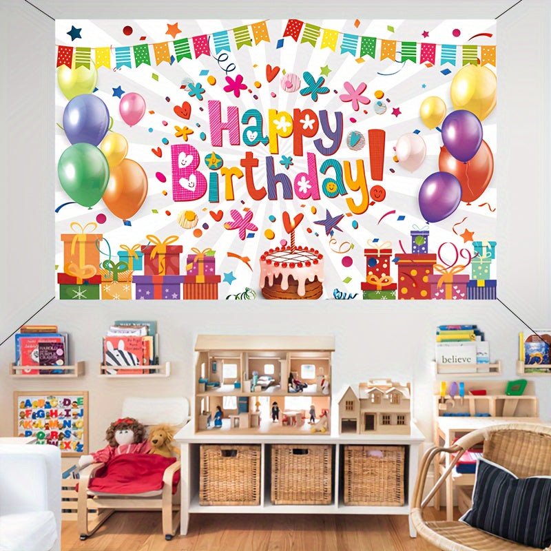 Rainbow Happy Birthday Banner Backdrop Large Yard Sign