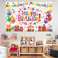 Rainbow Happy Birthday Banner Backdrop Large Yard Sign
