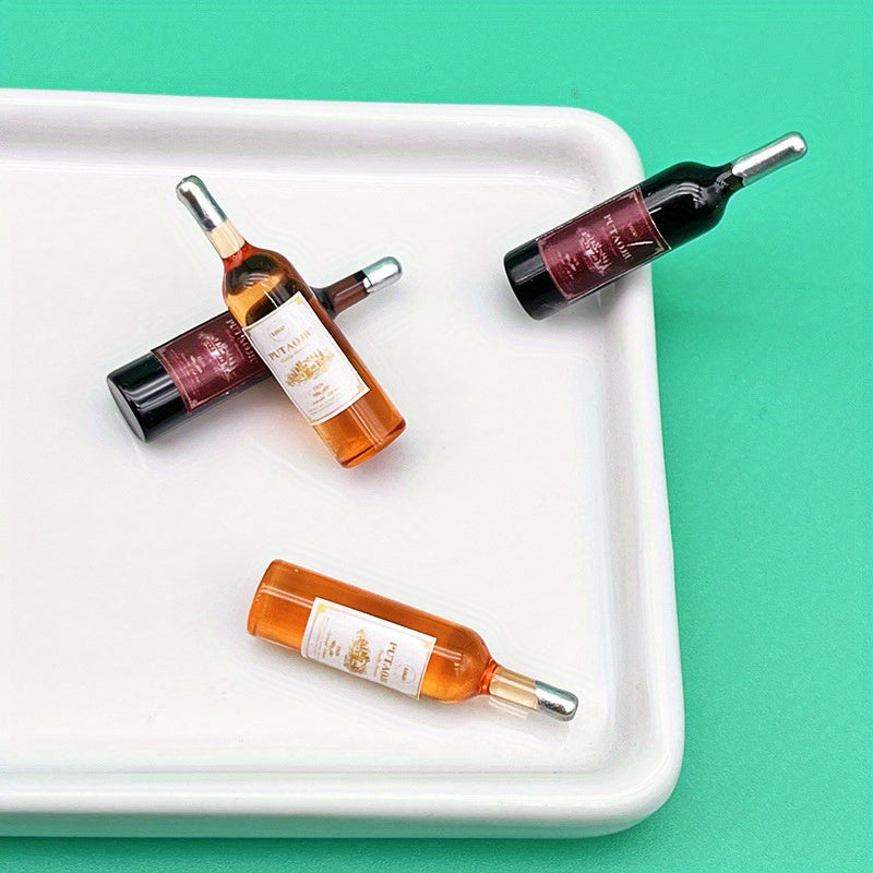 Red Wine Mini Bottle Resin Ornament for DIY Micro Landscape