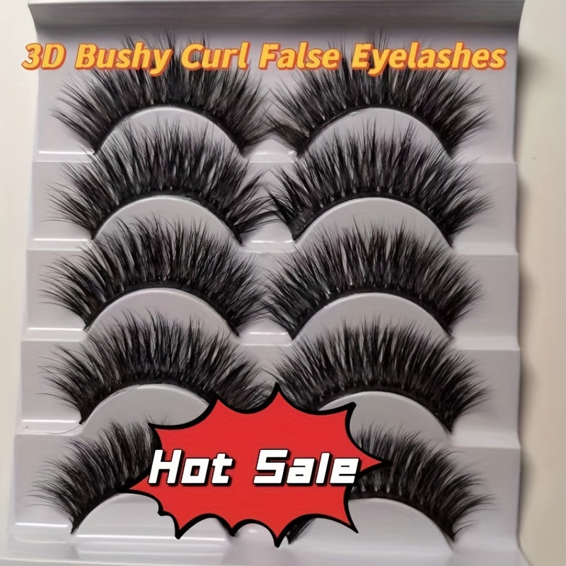 5 Pairs 3D Thick Curling False Eyelashes Natural Simulated Multilayer Eyelashes