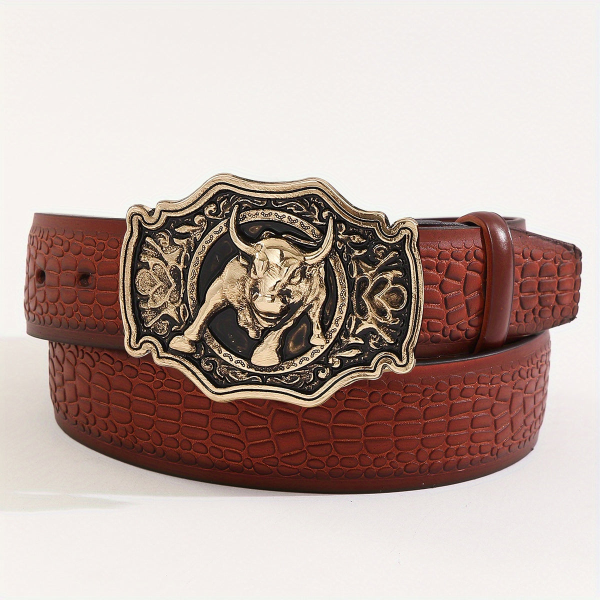 Men's Business Bull Pattern Buckle Belt
