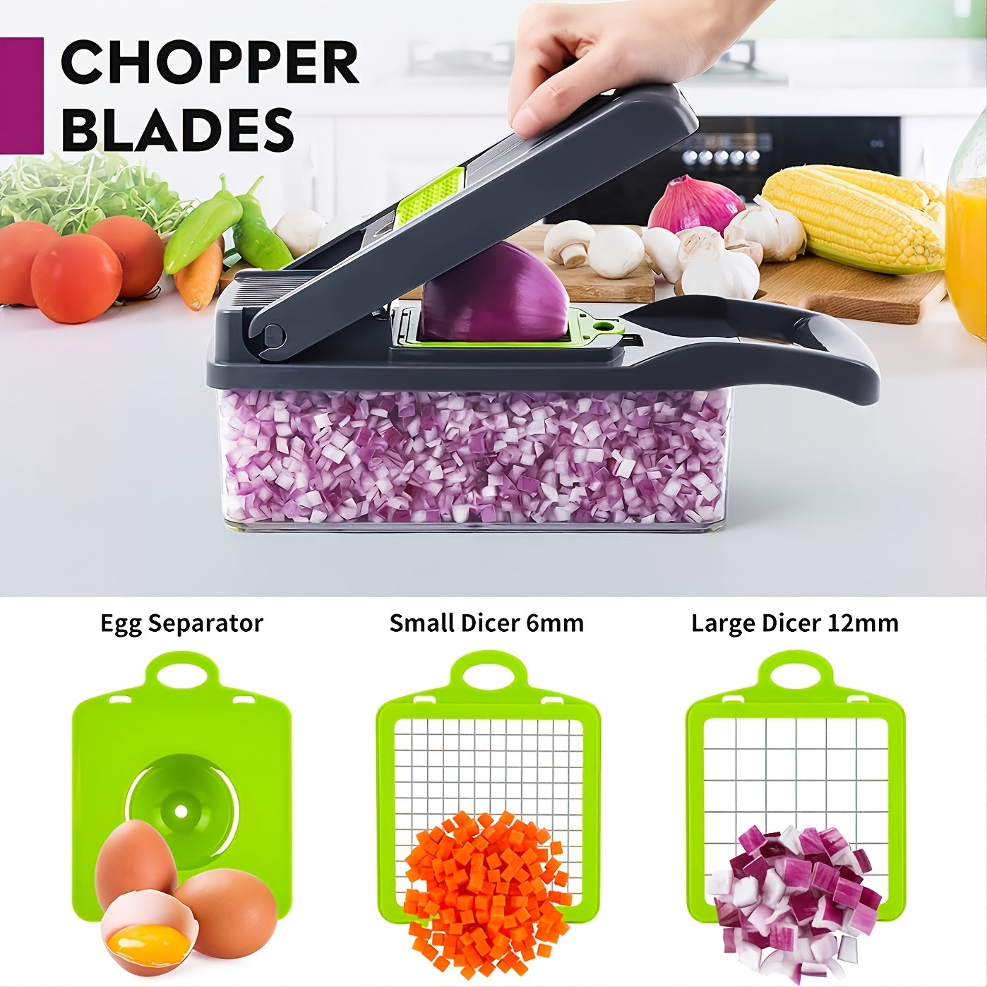 13in1 Vegetable Chopper Fruit Slicer 8 Blades Manual Food Grater