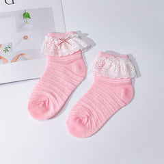 6 Pairs Lace Trim Fishnet Socks for Women