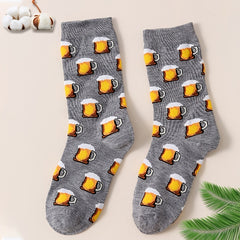 Beer Patterned Crew Socks Lightweight & Comfy Mid Tube Socks