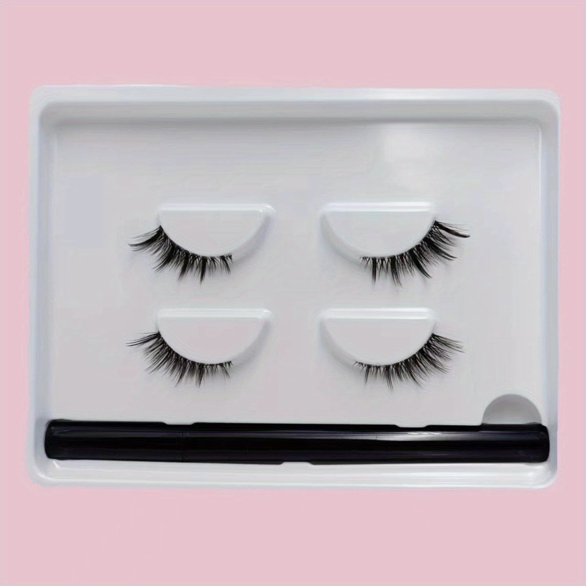 2 Pairs Half Lashes & Eyeliner Set Clear Band Fishtail Crisscross Style
