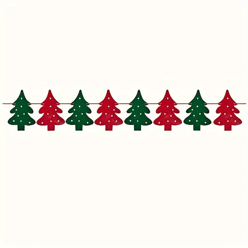 8pcs Christmas Banner Set Red Green Felt Garland Indoor Outdoor Holiday Decor