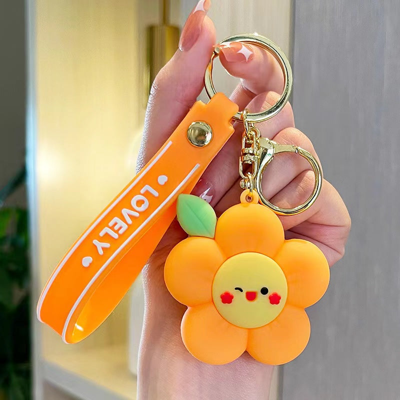 Cartoon Flower Car Key Chain Creative Keychain Ring Lanyard Pendant Accessaries