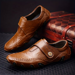 CLOHOO Retro Loafers Slip On Sneakers Light Brown