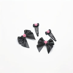 Y2K Pink Skull Bow Hair Clip Set for Women Girls