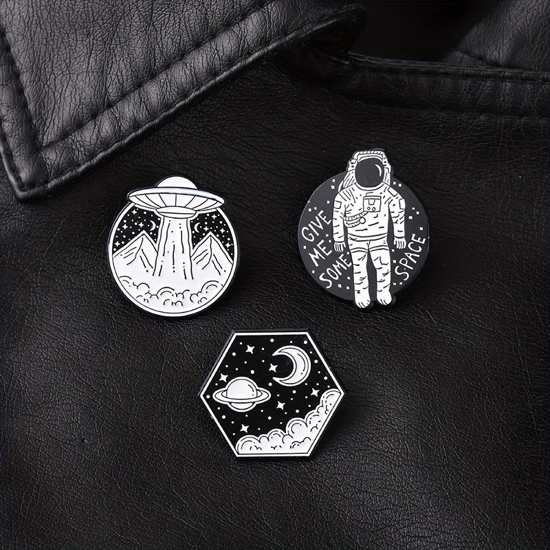Outer Space Landscape Enamel Pins & Painting Bag Brooch Lapel Badge