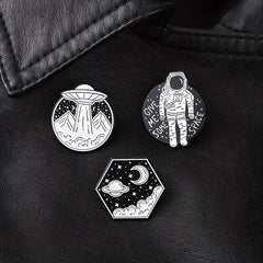 Outer Space Landscape Enamel Pins & Painting Bag Brooch Lapel Badge