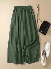 Women's Plus Solid High Waist Wide Leg Pants