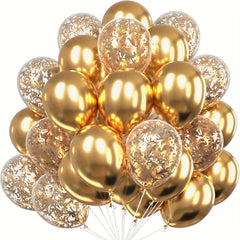 31pcs Golden Balloons Set for Celebrations Metallic and Confetti Emulsion