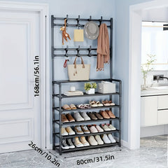 Metal Shoe Rack 4-5 Layers & Hooks 59.80.01cm Wide Storage Rack