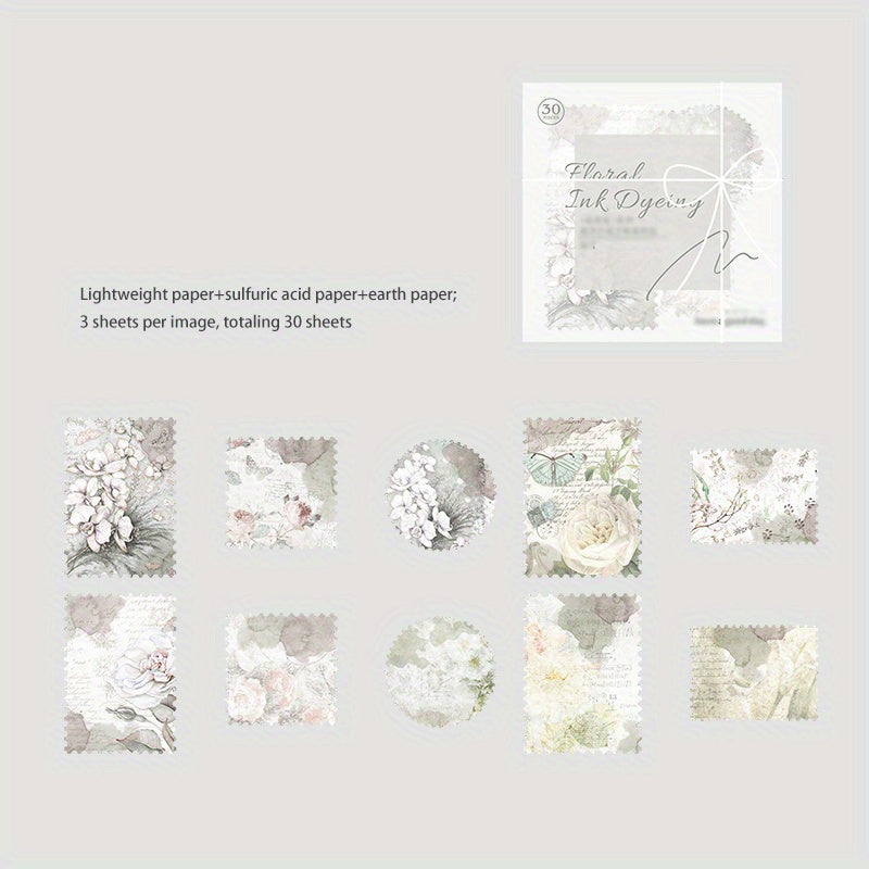 30PCS Stamp Series Collage Material Package with Hemp Rope