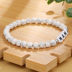 Marbling Smooth Beaded Bracelet MAMA Letter Pattern Hand Bracelet