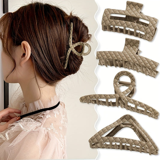 Plaid Imprinted Hair Claw Ponytail Holder Shark Claw